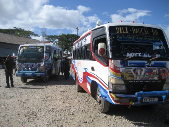 Mini buses at the bus station in Bacau, East Timor